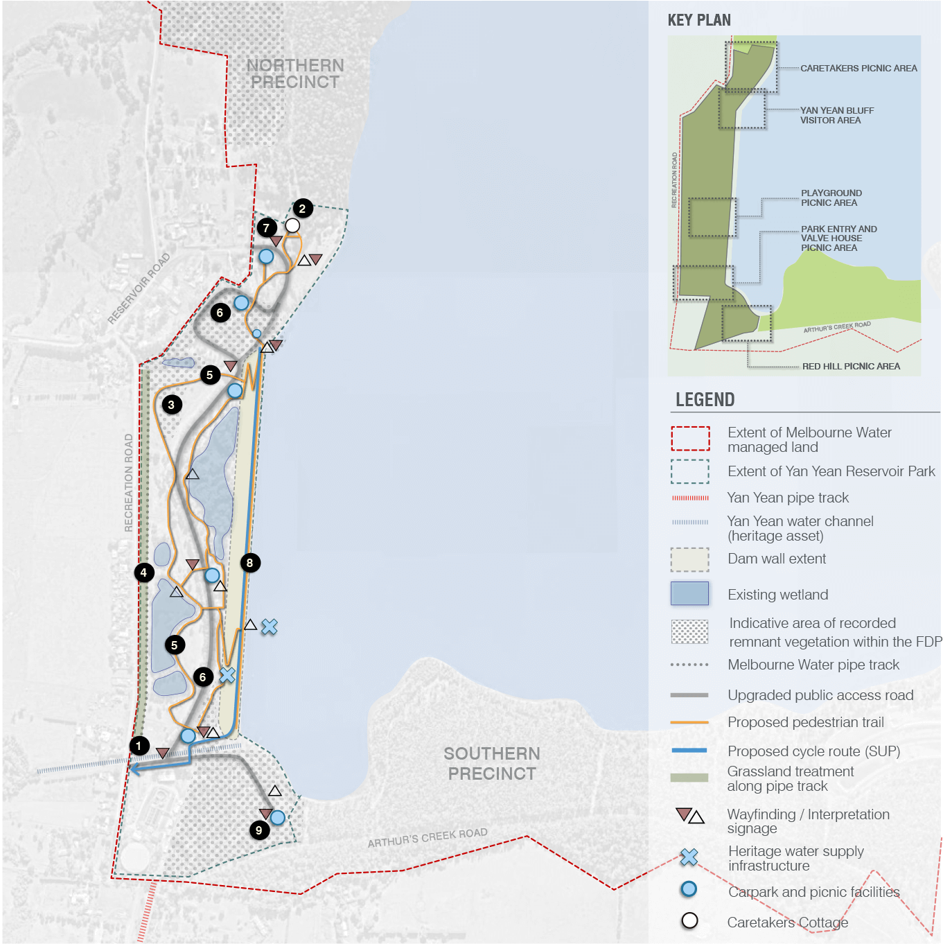 Map of western side of Yan Yean Reservoir